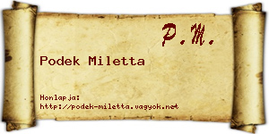 Podek Miletta névjegykártya